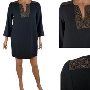 NWT Karen Kane Black Embroidered Shift Dress LARGE